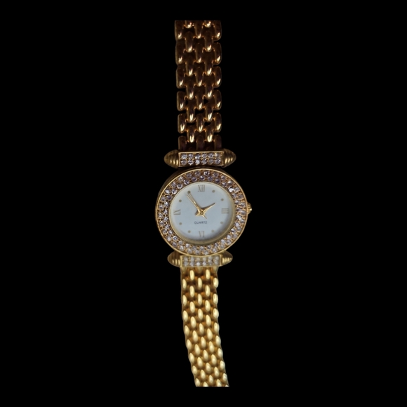 Ladies Gold Tone Quartz Watch with Crystal Accents - Picture 1 of 4